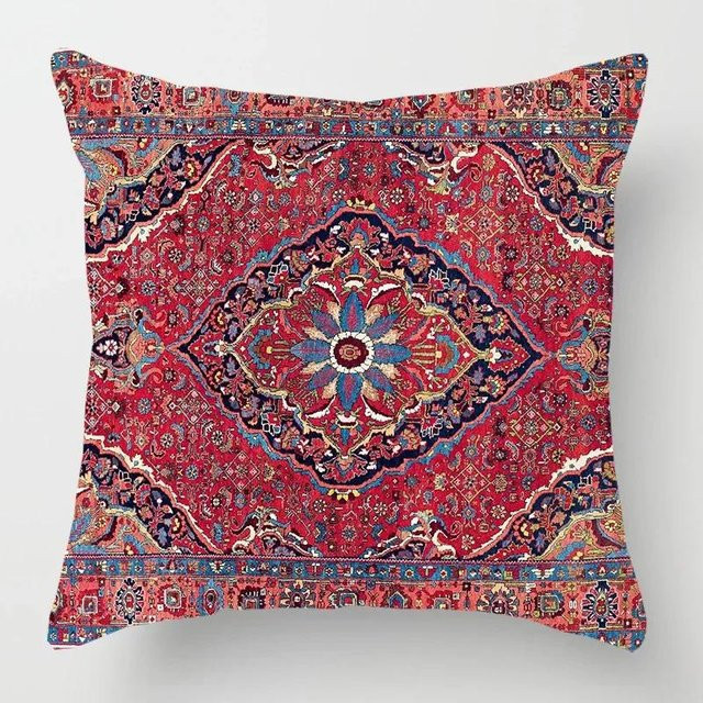GUOYU HOMEDECOR Kissenbezug aus Polyester mit ethnischem Persischem Teppichdruck in Rot, Boho Design, quadratisch, Breite: 40,64 cm x Höhe: 40,64 cm - Bild 1