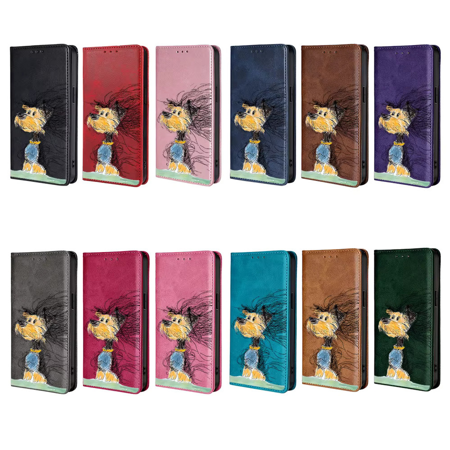 Leder Handyhülle mit Welpen-Motiv für iPhone 17 Pro Max, 16, 15, 14, 13, 12, 11 Pro Max und Plus, Farbe: Blau, mit Kartenfächern und Holster-Funktion - Bild 5