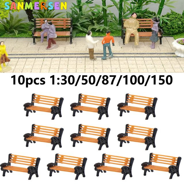 SANMERSEN Modell Zug Bank Stuhl Sofa Street Park, 10-teiliges Set, Kunststoff, Bunt / Mehrfarbig - Bild 1