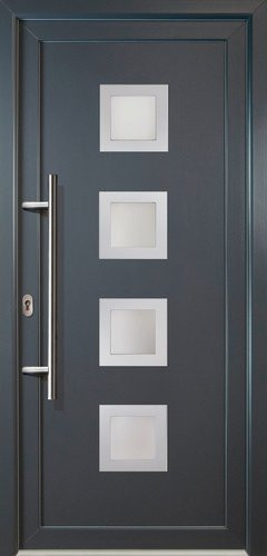 Meeth Aluminium-Haustür Signum Alu in Grau mit satiniertem Glaseinsatz, modern und beschichtet, Höhe: 200 cm, Breite: 108 cm - Bild 1