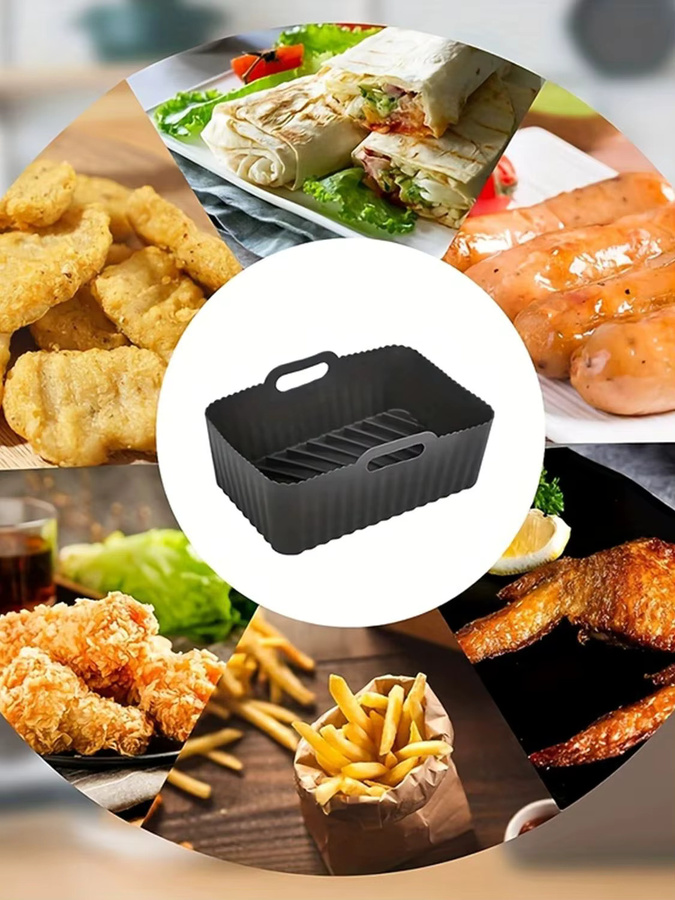 Ninja Foodi Dual Zone Air Fryer Zubehör: 2er-Set wiederverwendbare Silikon-Einlagen für Ninja Foodi Air Fryer AF300UK, Schwarz, rechteckig - Bild 6