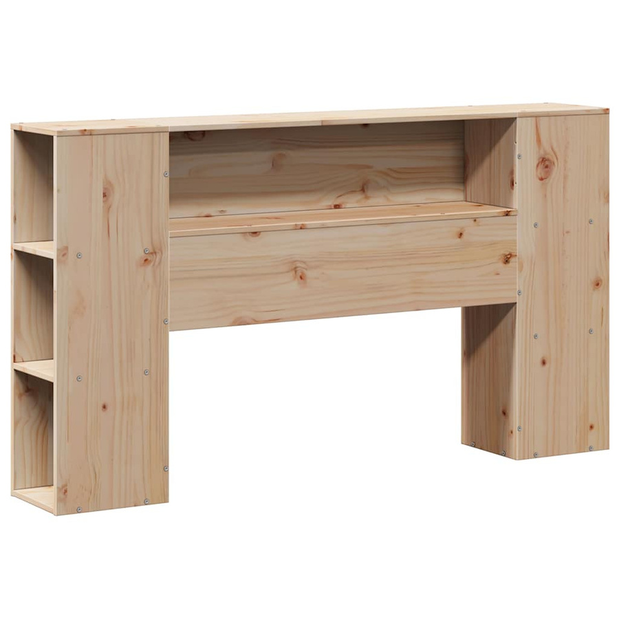 vidaXL Massivholzbett aus Kiefernholz mit Regal und Seitenfächern, Braun, B/T/H: 135 x 190 cm - Bild 3