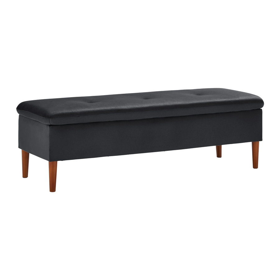 Bessagi Home Hockerbank Jessy Schwarz Samt Gepolstert mit Stauraum B/T/H: 150 x 50 x 55 cm - Bild 2