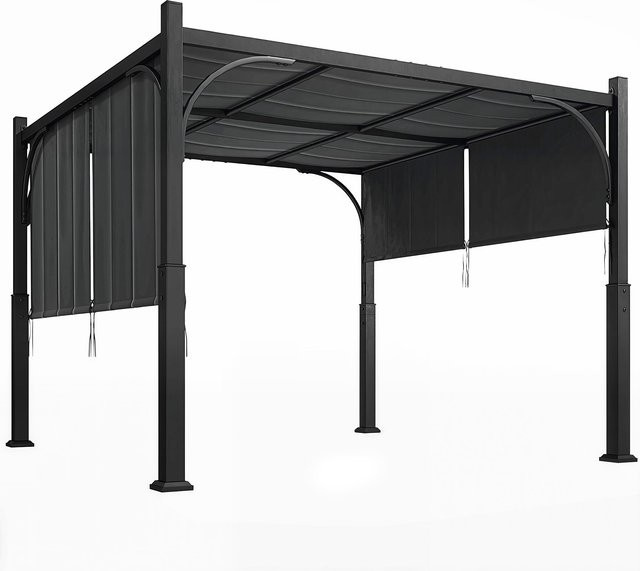 Outsunny Gartenpergola mit Schiebebaldachin aus Metall in Dunkelgrau, B/T: 300 x 300 cm - Bild 1