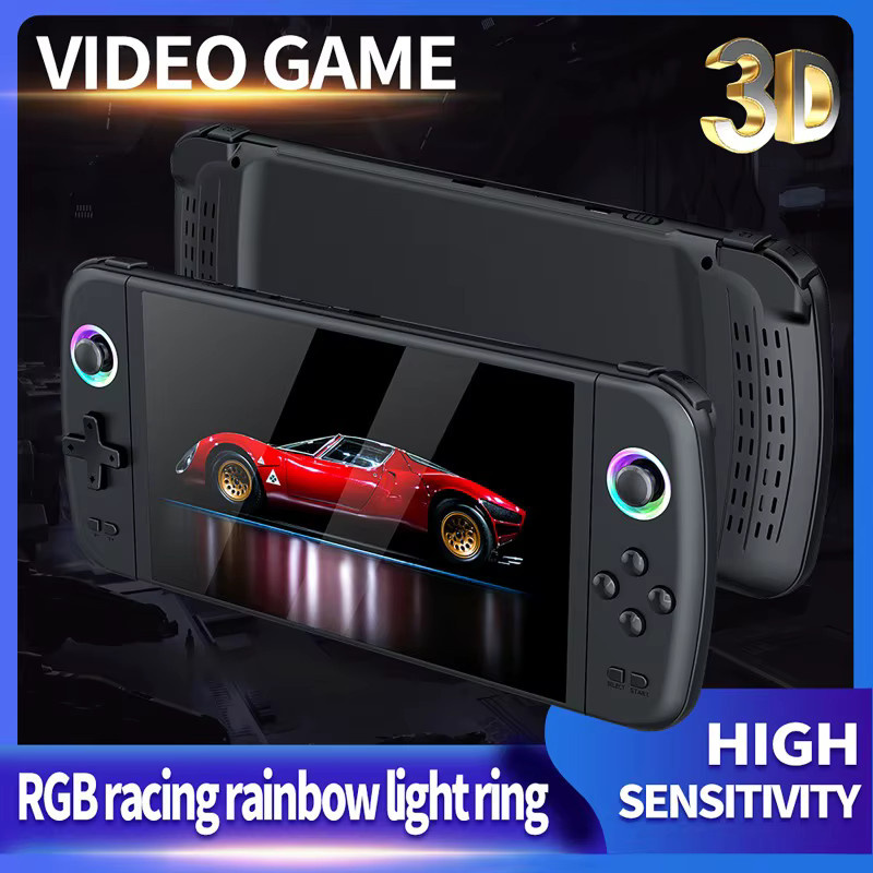 Luxuglow M27 Retro Handheld Videospielkonsole mit 7,0 Zoll Display in Schwarz mit 64G Speicher - Bild 2