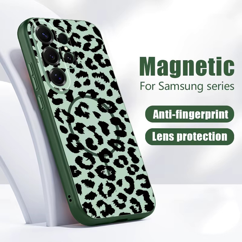 Magnetische Handyhülle mit Leopardenmuster in Schwarz und Grün für Samsung Galaxy S25 S26 Ultra Edge S24 S23 FE A17 A56 A37 A16 A55 A15 A36 A55 Cover - Bild 2