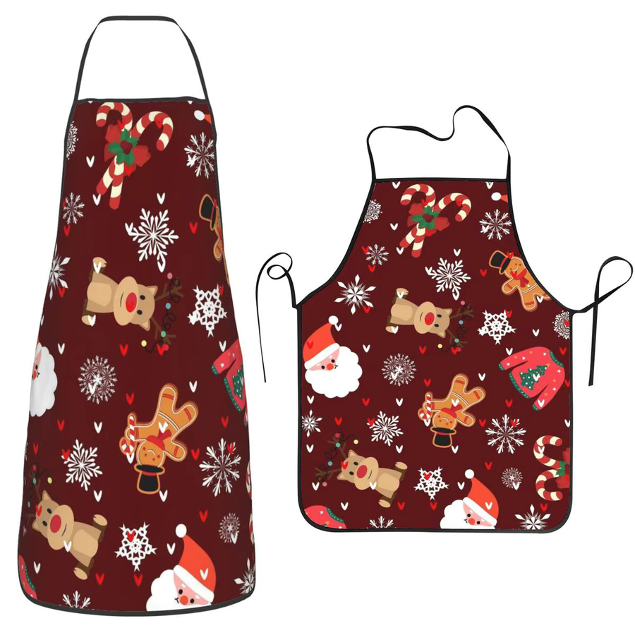 Rote Weihnachtsschürze mit Weihnachtsmann-Muster für Damen und Herren - Bild 2