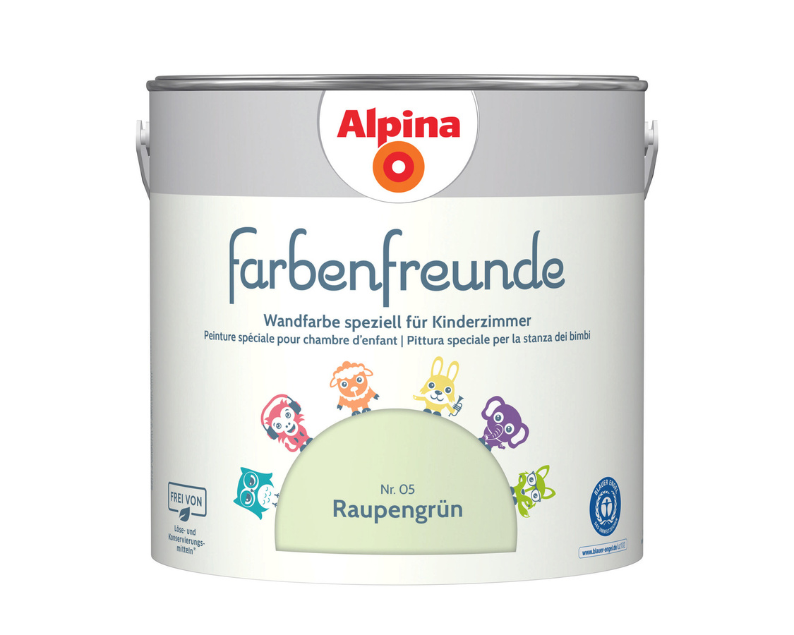 Alpina Farbenfreunde Wandfarbe Nr. 05 raupengrün matt, 2,5 l - Bild 1