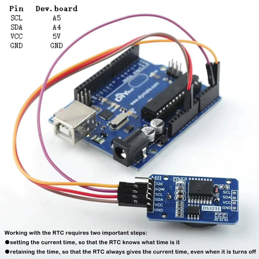 DIYmall DS3231 Echtzeituhr Modul RTC Sensor mit AT24C32 IIC Timer für Arduino und Raspberry Pi, Blau - Bild 3