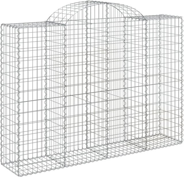 vidaXL Gabionen Set mit Hochbogen aus verzinktem Eisen in Silber, 9 Stück, B: 50 cm, T: 50 cm, H: 140 bis 160 cm - Bild 1