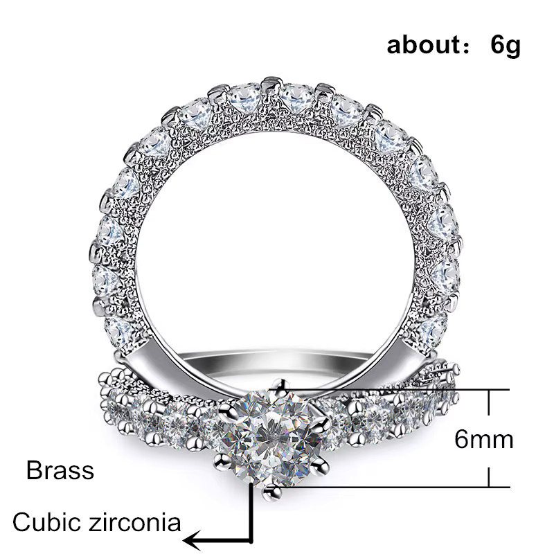 Huitan Ring 2-teilig, Silber, Messing, Zirkonia, Damen - Bild 3