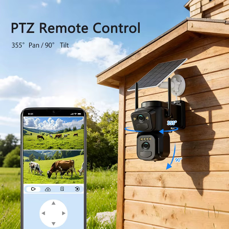 SZSINOCAM 2er-Set Dual-Objektiv Solar Sicherheitskamera mit 4G LTE, Drahtlose Kamera mit Solarpanel, 24-Stunden-Aufnahme und eingebautem Akku, Schwarz - Bild 5