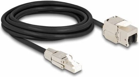 Delock RJ45 Patchkabel CAT 6a S/FTP Ethernet LAN Kabel Schwarz Silber, Länge: 3,00 m - Bild 1