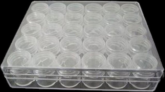 Otmagelu Aufbewahrungsbox mit 30 Fächern aus transparentem Kunststoff für Nail Art, Schmuck und Perlen, B/T/H: 16,2 x 13,5 x 3,5 cm - Bild 1