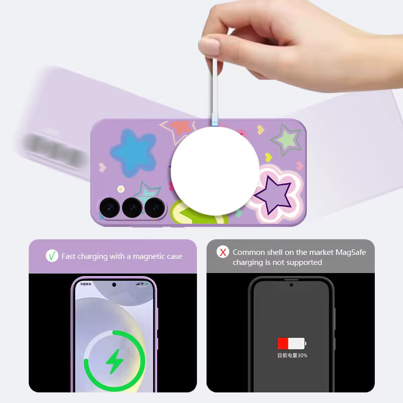 Magnetische Handyhülle mit bunten Sternen für Samsung Galaxy S25 S24 Ultra S23 S22 Plus S24 FE A17 A56 A55 A16 A15 A36 aus weichem TPU in Multicolour und Schwarz - Bild 3