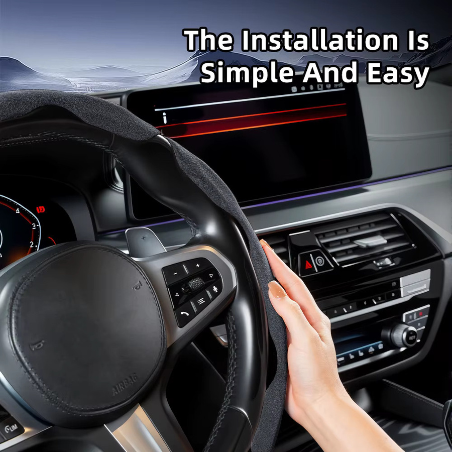 Hocasen Sport-Lenkradbezug aus Wildleder mit Snap-On-Design passend für Nissan Rogue, X-Trail, Kicks, Qashqai, Sentra, Almera, Versa, Sunny, Altima, Navara, Frontier, Pathfinder, Juke, Magnite und Ariya - Bild 1