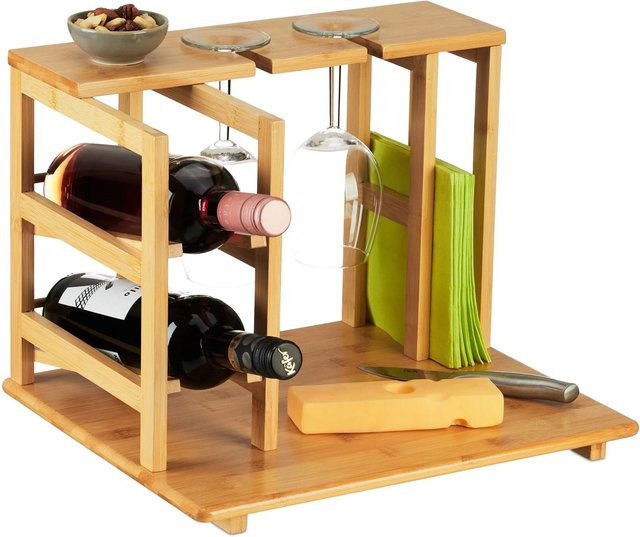 Relaxdays Käseplatte aus Bambus in Natur mit Serviettenfach, Farbe: Beige/Braun, B/T/H: 40,5 x 26,5 x 33 cm - Bild 1