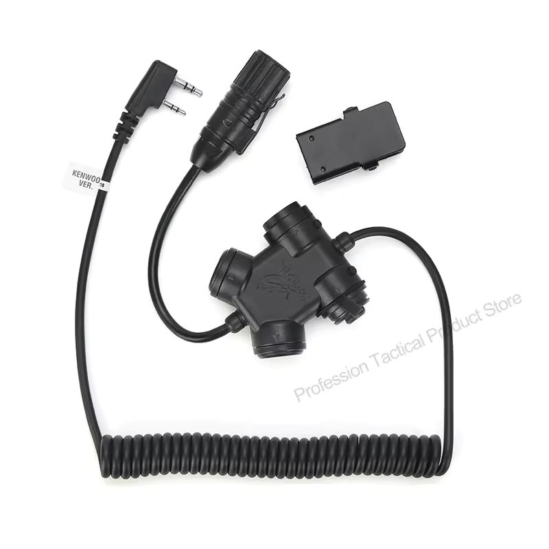 Z-TAC Dual Push-to-Talk PTT-Schalter in Schwarz, taktischer 2-Wege-Radio-Adapter kompatibel mit Baofeng UV-82 Headsets für Airsoft und Jagd - Bild 1