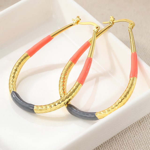 Futz Creolen, mehrfarbig, geometrische Wassertropfen, Gold, Damen - Bild 1