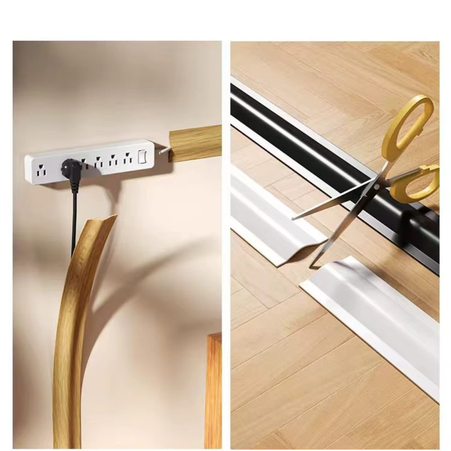 Selbstklebende Kabelabdeckung aus PVC in Grau, verschleißfester Drahtschutzstreifen als Wand- und Bodendraht-Organizer, 1 Rolle - Bild 4