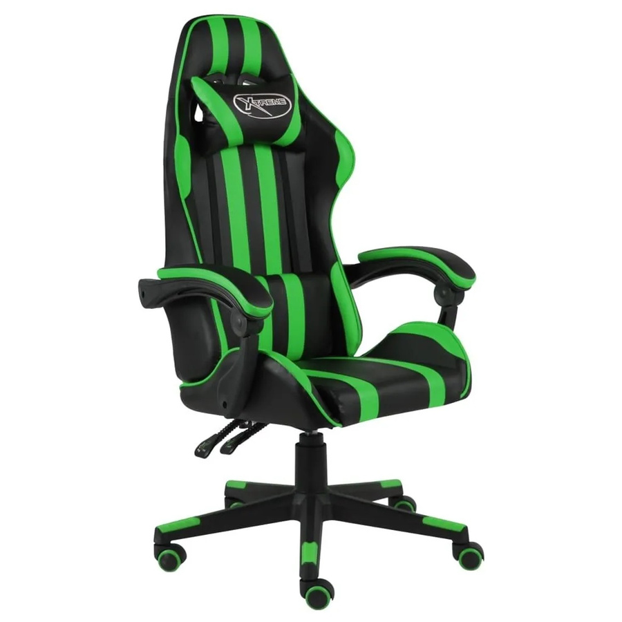 vidaXL Gaming-Stuhl in Schwarz und Grün aus Kunstleder mit Kopfstütze und Armlehnen - Bild 2