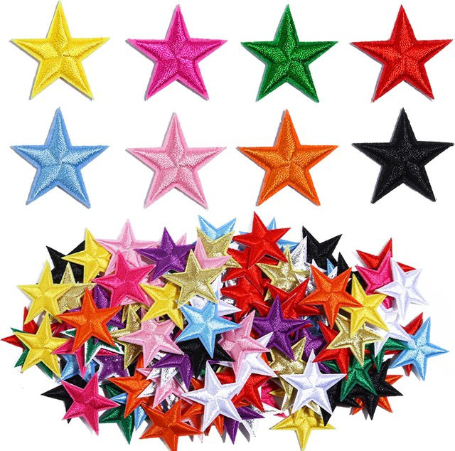 10 Stück bunte Stern-Patches zum Aufbügeln, gestickte Applikationen für DIY Kleidung und Accessoires, Durchmesser: 3 cm - Bild 1