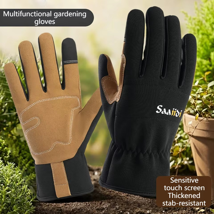 GOBYGO Gartenhandschuhe in Grau, 1 Paar rutschfeste und verschleißfeste Touchscreen-Arbeitshandschuhe für Wandern und Reiten - Bild 2
