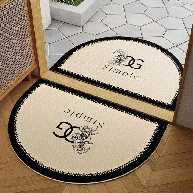 Advanced Sense Halbkreis Eingangstürmatte Yiran Furniture Schmutzabweisend und Abnutzungsfest mit Blumenmuster B: 80 cm, T: 50 cm - Bild 1