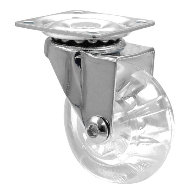 Wagner Lenkrolle Design mit Gleitlager, transparent, Ø 50 mm, Tragkraft 40 kg, verzinkter Stahl - Bild 1