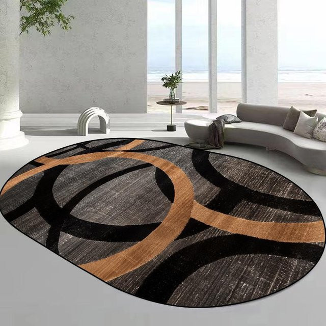 Karpetti Ovaler Teppich mit abstraktem geometrischem Design, Mehrfarbig, Rutschfest und Waschbar, B: 80 cm, L: 120 cm - Bild 1