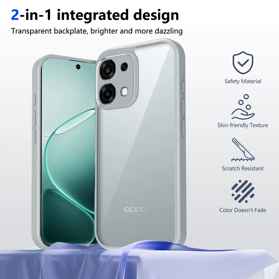 Oppo A6 Pro Silikon Handyhülle Air Cushion Bumper in Transparent und Grau - Bild 2
