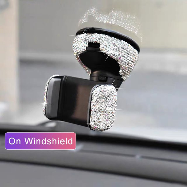 Universelle Diamant Bling Handyhalterung für das Auto mit roten Strass Kristallen für Frauen - Bild 1