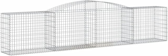 vidaXL Gabionen mit Hochbogen Set 8 Stück, verzinktes Eisen in Silber, B/T/H: 400 x 50 x 80/100 cm - Bild 1