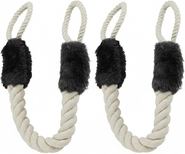 Relaxdays Türkordel Klemmschutz aus Baumwolle und Polyester in Schwarz und Beige, 2er Set - Bild 1
