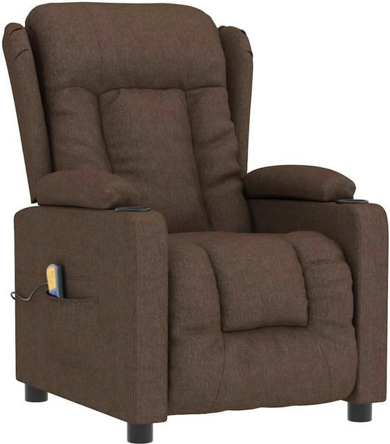 vidaXL Massagesessel Braun aus Stoff mit Armlehnen B/T/H: 96,0 x 136,5 x 48,0 cm - Bild 1