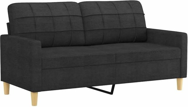vidaXL 2-Sitzer-Sofa Schwarz Modern mit Stoffbezug und Metallrahmen - Bild 1