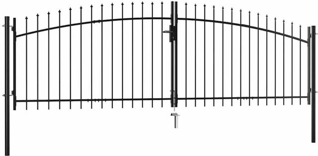 vidaXL Doppelflügel-Gartentor mit Speerspitzen aus pulverbeschichtetem Stahl, Schwarz, B: 400 cm, H: 200 cm - Bild 1