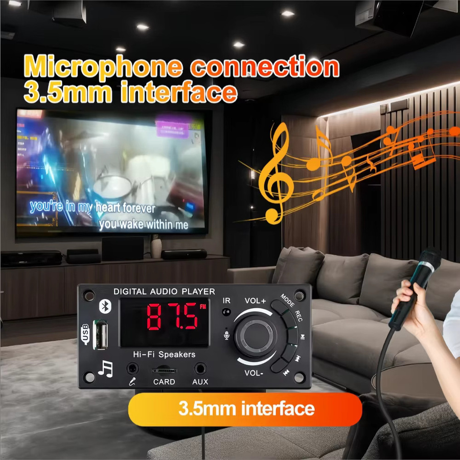 Kebidu Bluetooth 5.0 Verstärker Modul 100W mit MP3 WAV Decoder, USB, TF-Karte und FM-Radio in Schwarz - Bild 2