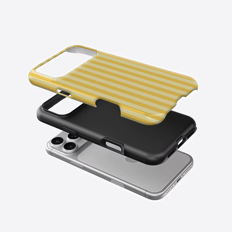 Aurea Case Matte Bumper MagSafe kompatible Schutzhülle für iPhone 17 16 15 14 13 Pro Max in Gelb mit Streifenmuster - Bild 2