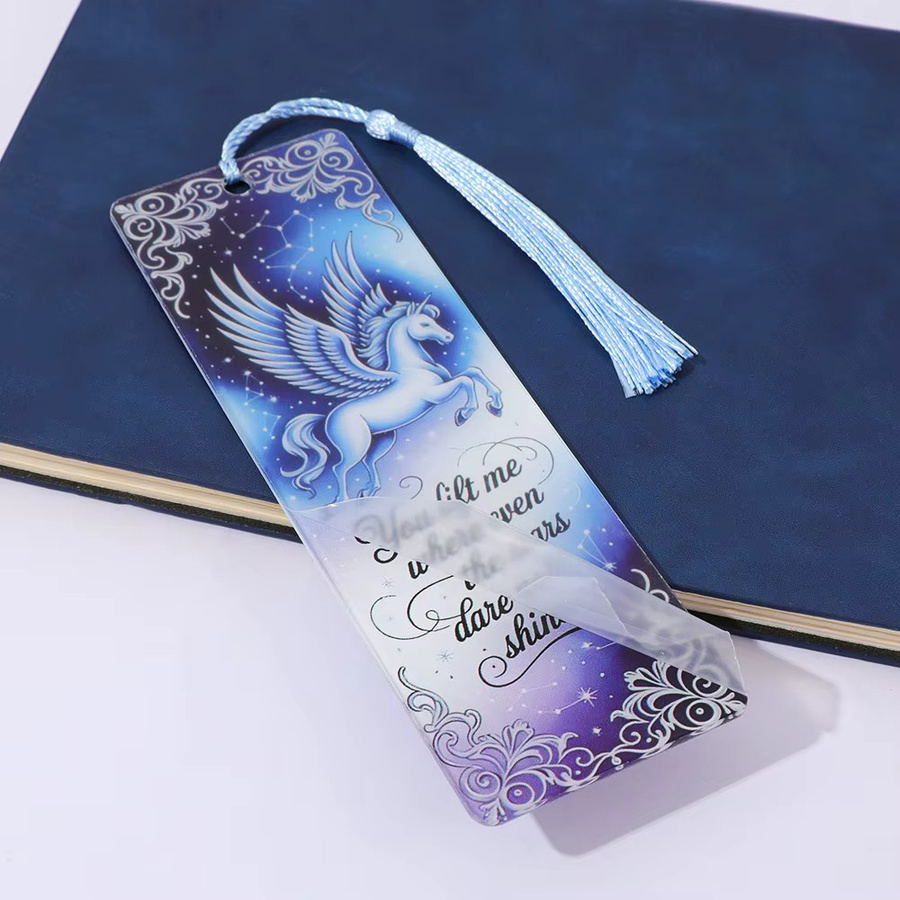 Acryl-Lesezeichen-Set mit Quasten und Fantasy-Motiven Wolf, Drache und Pegasus in Multicolour - Bild 3