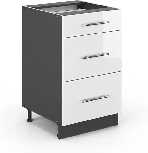 Vicco Küchenunterschrank Fame-Line in Weiß Hochglanz und Anthrazit ohne Arbeitsplatte, Breite: 50 cm - Bild 1