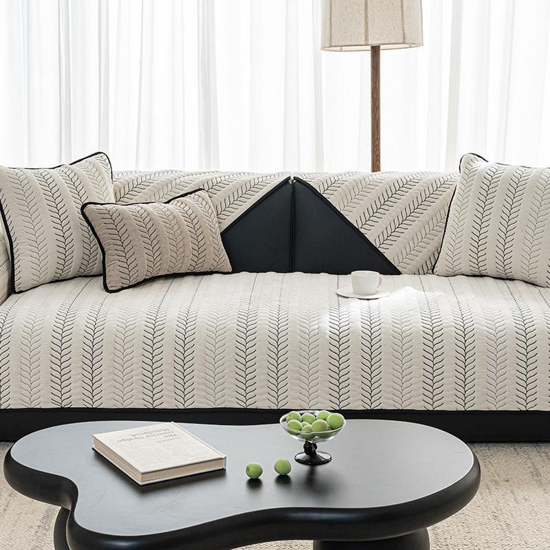 BC-Warm Home Luxus Retro Sofabezug aus Samt, einteiliges Sitzkissen mit Streifenmuster, B/H: 70 x 210 cm - Bild 4