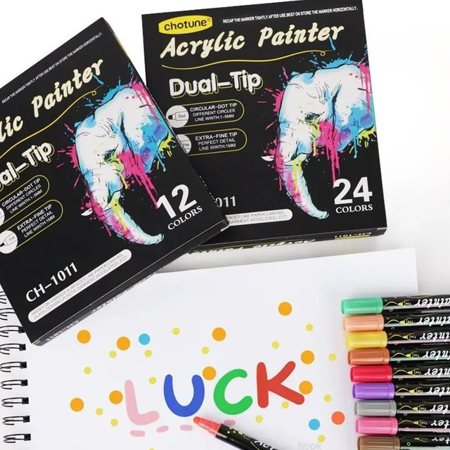 Acrylstifte Marker mit Doppelspitze in 12 Farben für Holz, Stein, Glas und Keramik - Bild 1