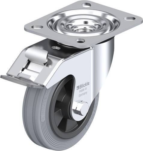 Blickle L-VPP 100R-FI-SG Lenkrolle mit Feststeller, Rad-Durchmesser: 100 mm, Tragfähigkeit: 70 kg, Farbe: Silber - Bild 1