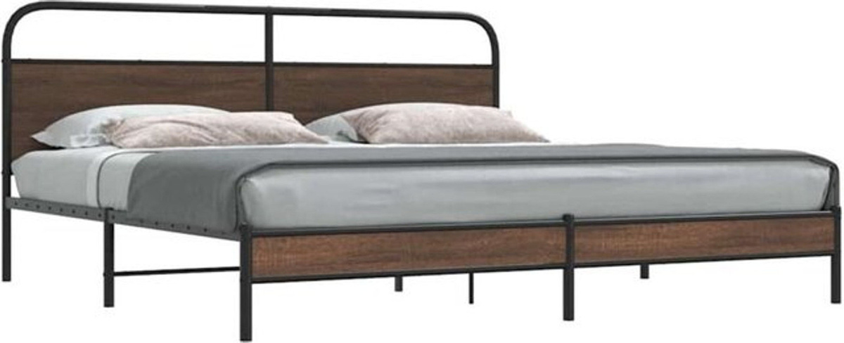 Metallbett Vidaxl in Braun im Industrial Design aus Metall und Holzwerkstoff B/T: 200 x 200 cm - Bild 1