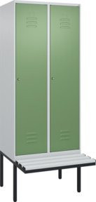 C+P Spind Classic PLUS Garderobenspind mit Sitzbank, 2 Abteile, Lichtgrau, B/T/H: 212 x 80 x 81,5 cm - Bild 1