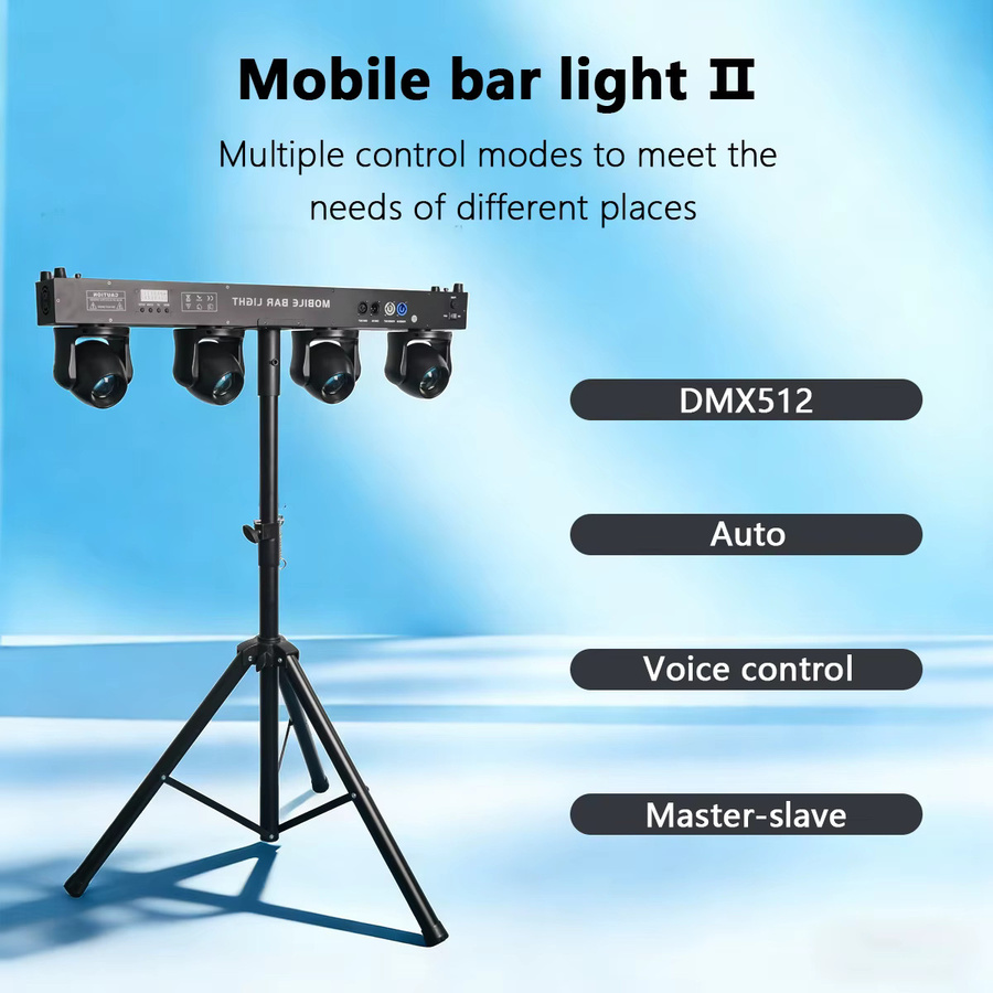 REIZ 4x25W RGBW 4-in-1 LED Moving Head Beam Strobe-Licht in Schwarz mit Halterung für DJ-Bühnenbeleuchtung, Disco und Club - Bild 1