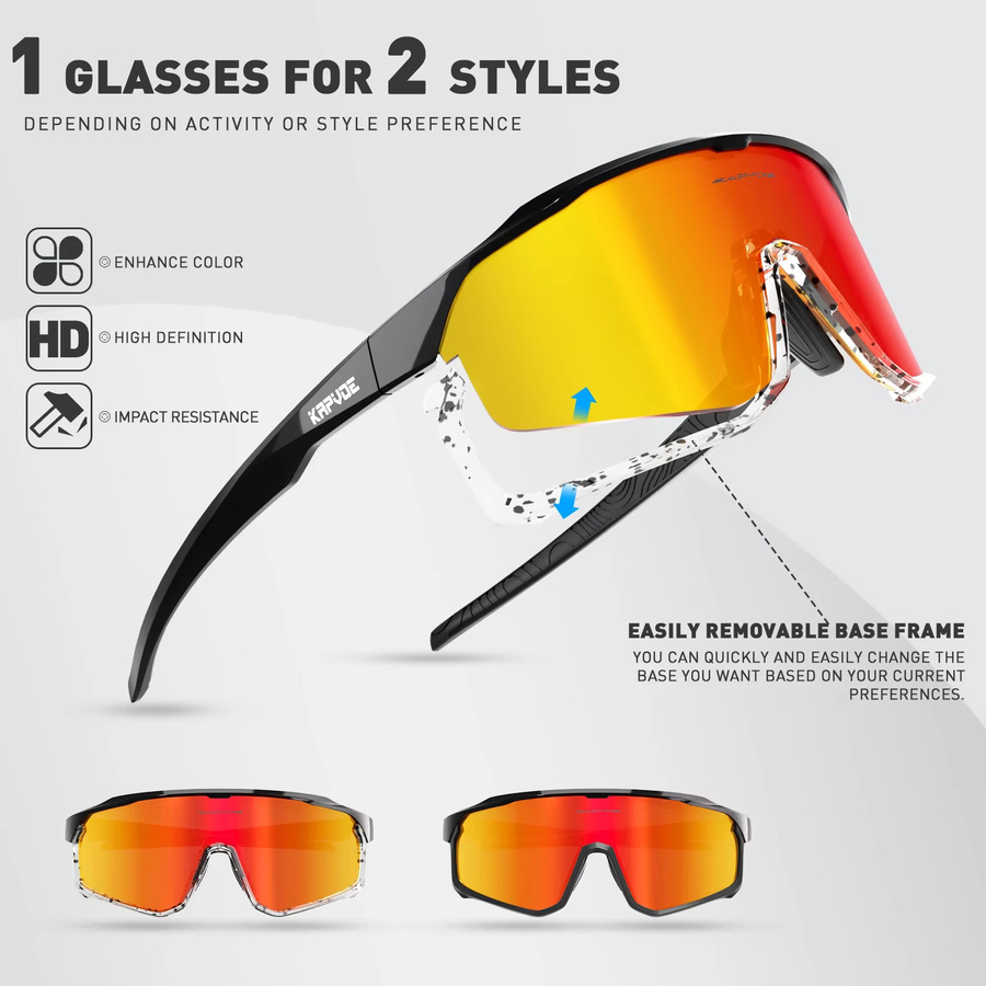 KAPVOE Sportsonnenbrille, Photochrome, polarisiert, Unisex, Vollrand - Bild 4