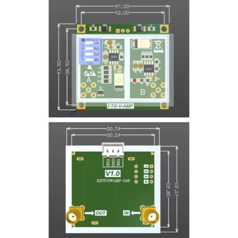AD825 Transimpedanzverstärkermodul PD Photoelektrischer Erkennungsverstärker TIA-Verstärker mit Vierbereichs-Umschaltung KDTIVSWAMP-040 in Grün - Bild 3