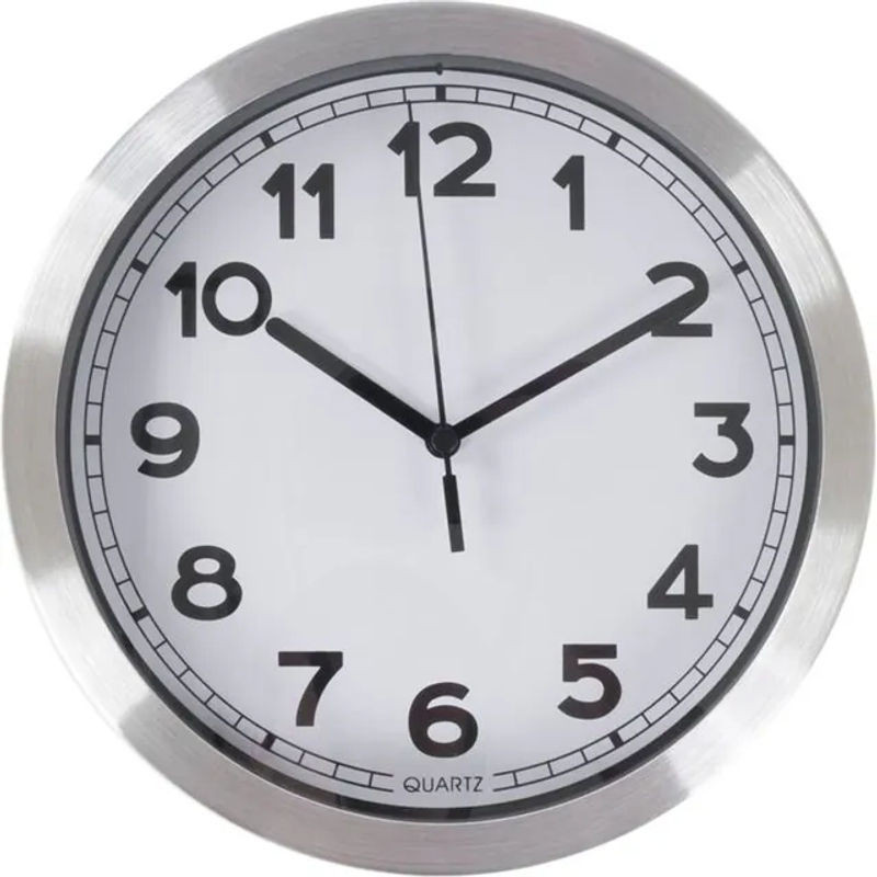 Buri Wanduhr aus Metall in Grau oder Weiß, runde Analog-Uhr mit Quarzwerk, Durchmesser: 20 cm - Bild 1